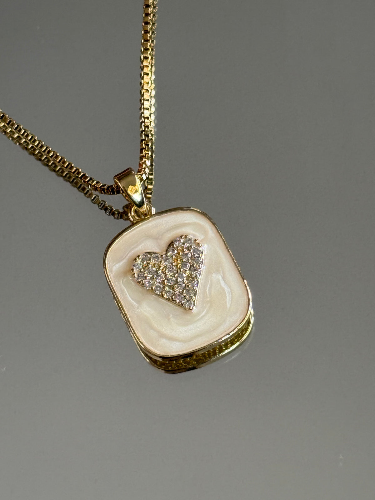 SPARKLY HEART TAG NECKLACE