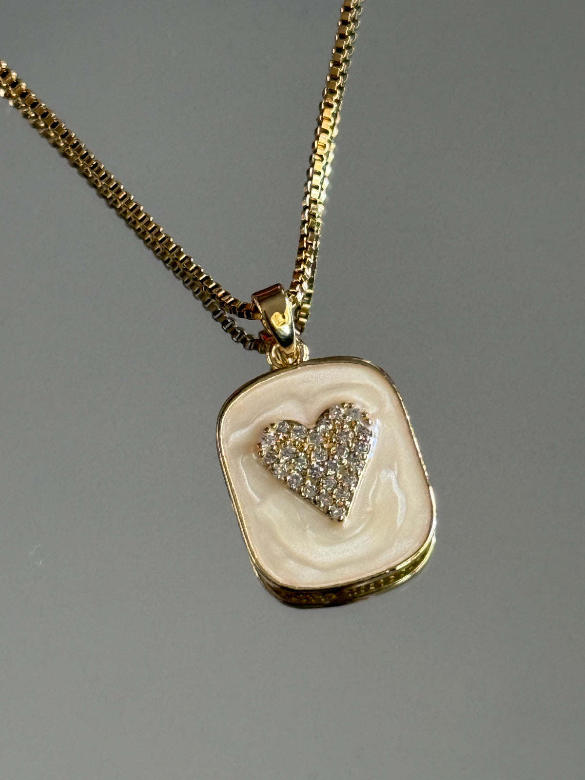 SPARKLY HEART TAG NECKLACE